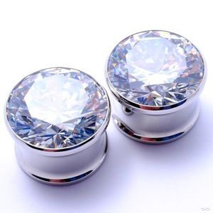 Anatometal stainless steel 1/2 inch single stone gem cz eyelets